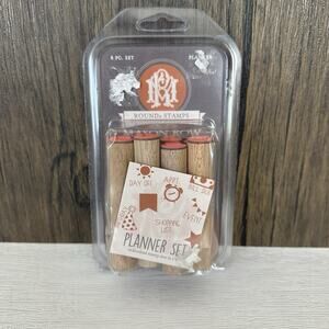 Mason Row Mini Stamp Set PLANNER 8 Stamps Rubber Round Journaling Teacher Crafts
